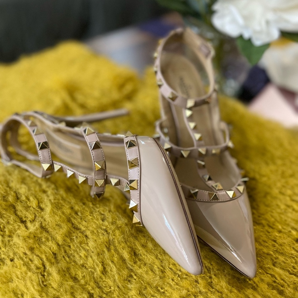 Valentino rock stud nude heels